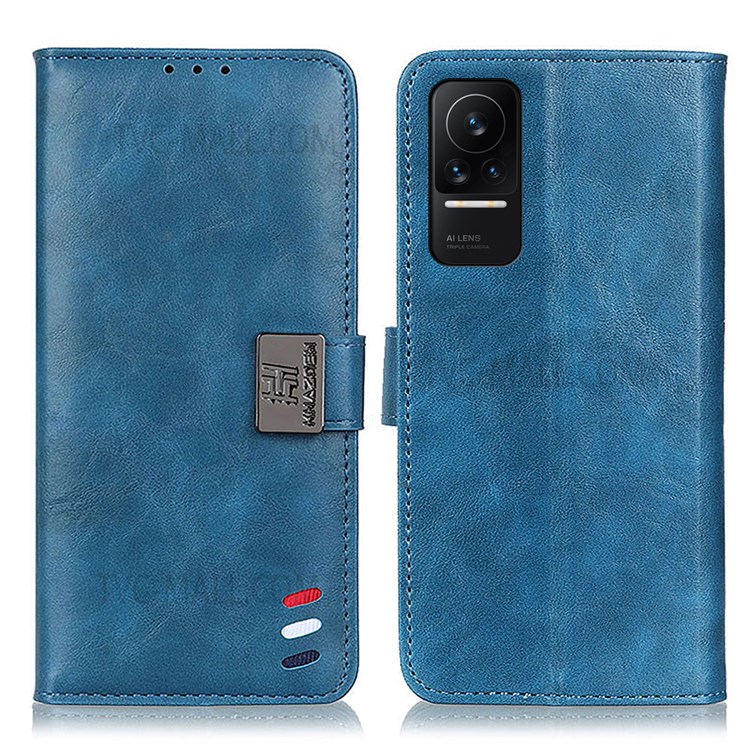 Textured PU Leather Case Phone Protective Cover with Foldable Wallet Stand Design for Xiaomi Civi - Blue-1