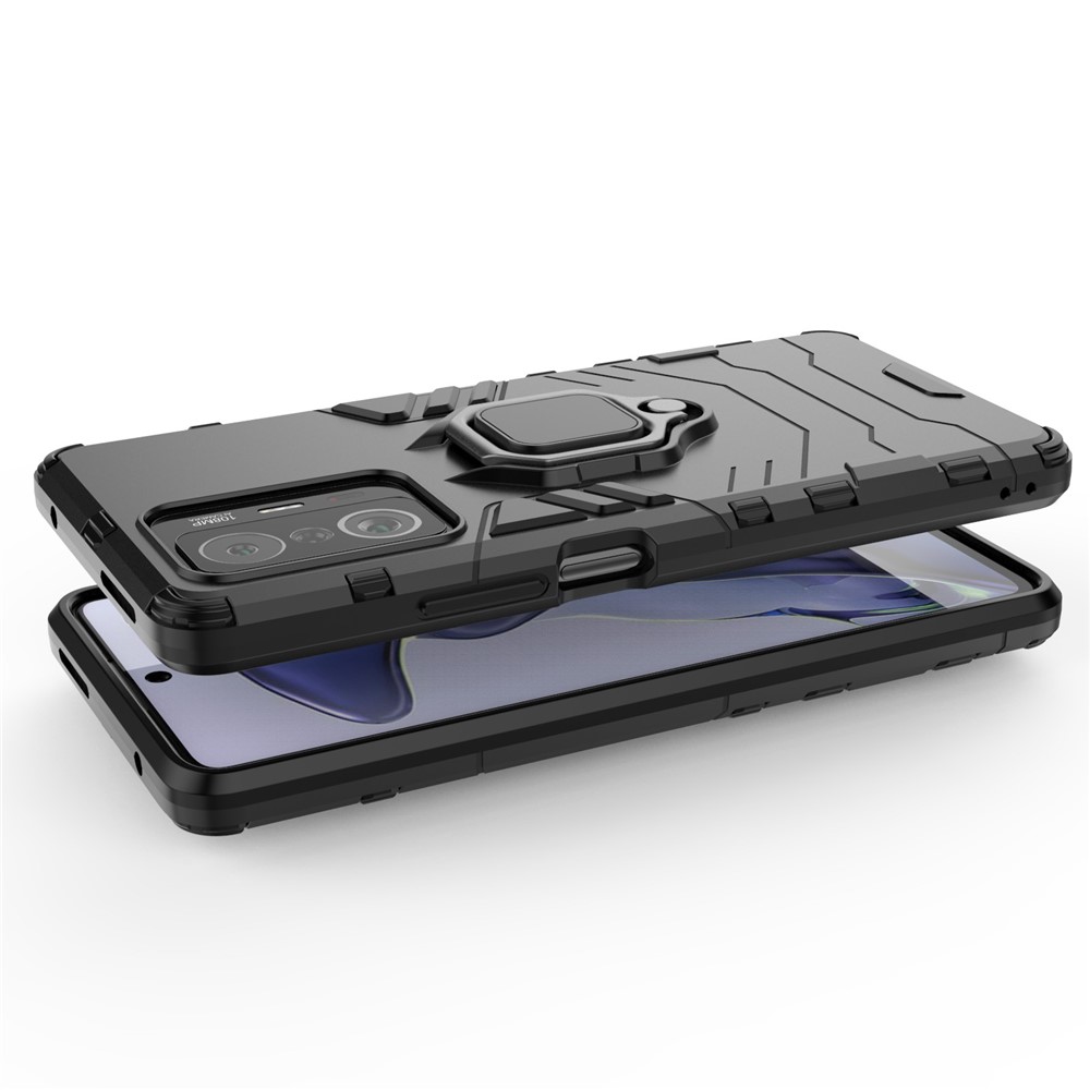 Ring Kickstand Dual Layer Soft Flexible TPU + Hard PC Rugged Protective Phone Case for Xiaomi 11T / 11T Pro - Black-6