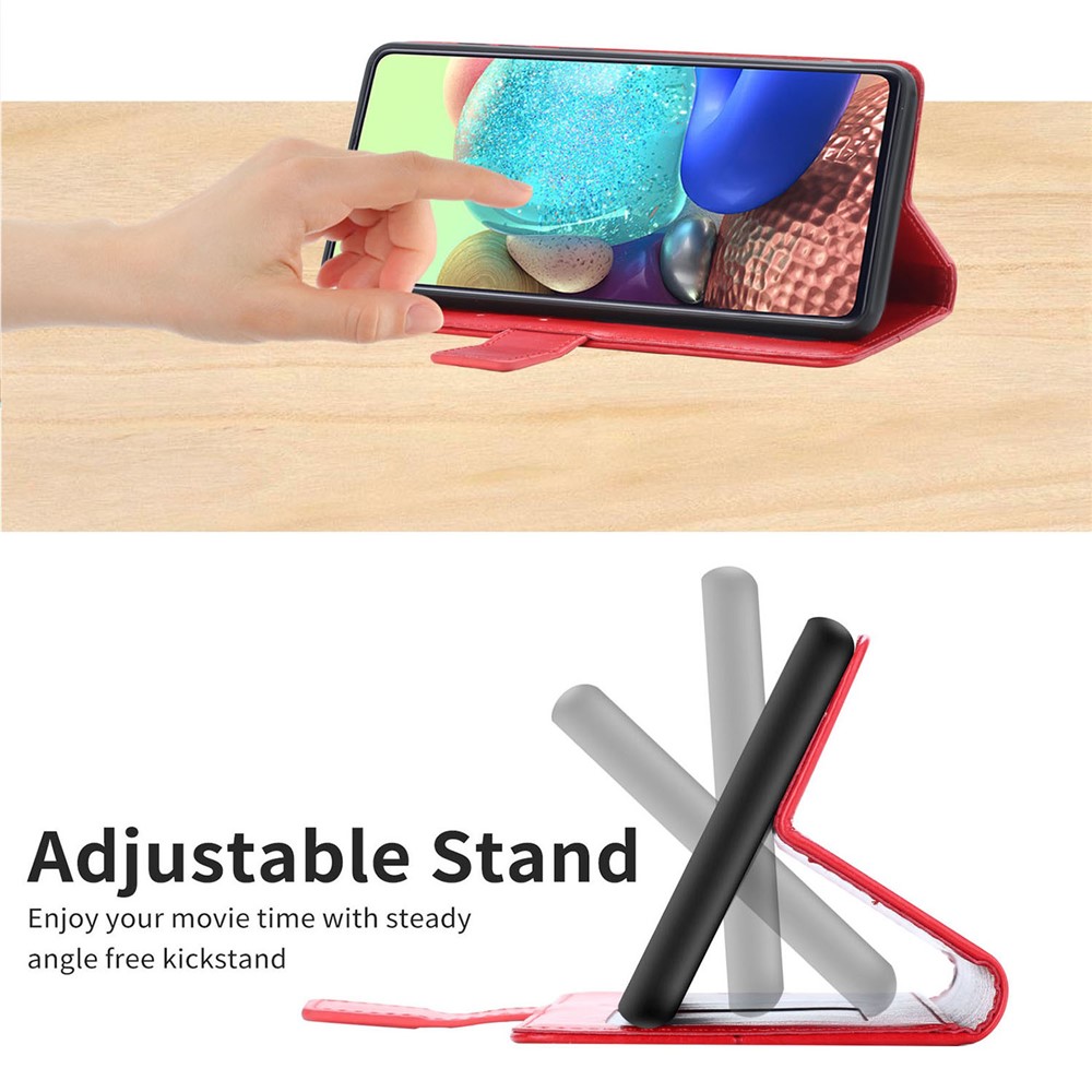 Y-Shaped Lines Imprinting Drop-resistant PU Leather + Soft TPU Inner Shell Wallet Stand Phone Cover for Xiaomi Redmi 10/10 Prime - Red-3