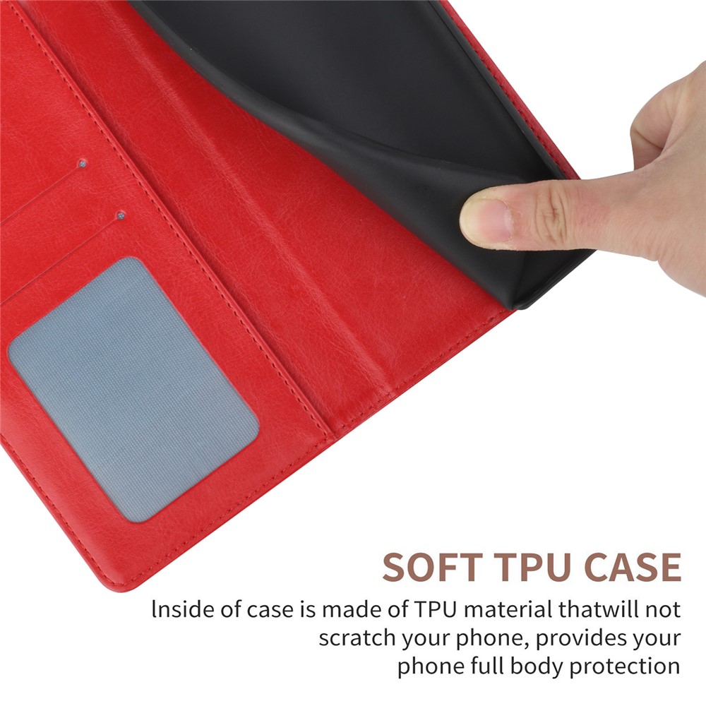 Y-Shaped Lines Imprinting Drop-resistant PU Leather + Soft TPU Inner Shell Wallet Stand Phone Cover for Xiaomi Redmi 10/10 Prime - Red-7