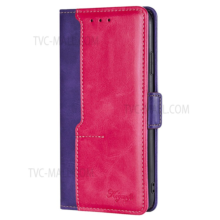 Stand Feature Retro Textured Dual-color Splicing PU Leather Wallet Magnetic Closure Flip Phone Cover for Xiaomi Mi 11 Lite 4G/5G /11 Lite 5G NE - Purple/Rose-3