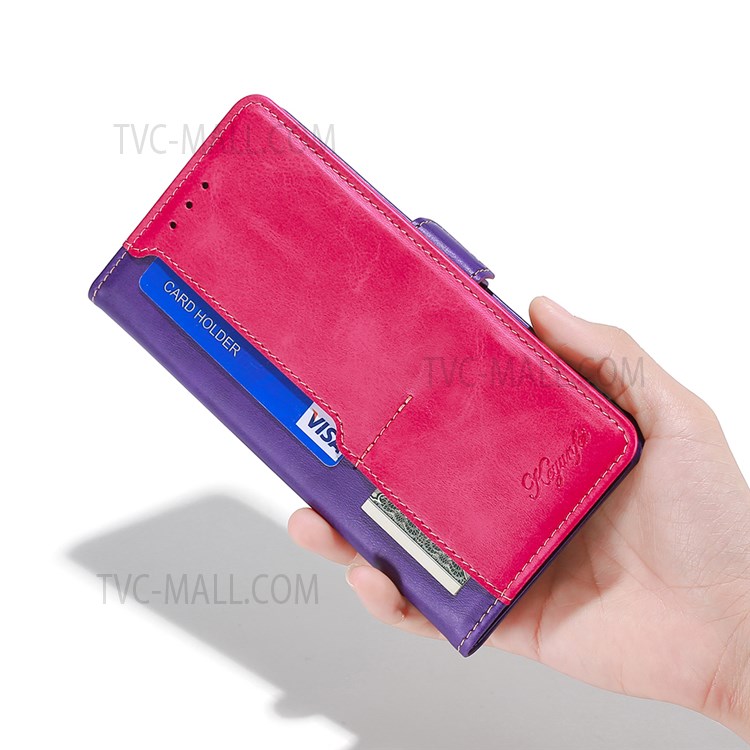 Stand Feature Retro Textured Dual-color Splicing PU Leather Wallet Magnetic Closure Flip Phone Cover for Xiaomi Mi 11 Lite 4G/5G /11 Lite 5G NE - Purple/Rose-7