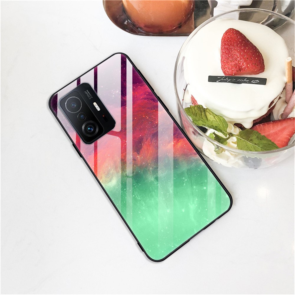 Pattern Printing Tempered Glass Back Soft TPU Anti-Scratch Protective Case for Xiaomi 11T / 11T Pro - Color Nebula-3