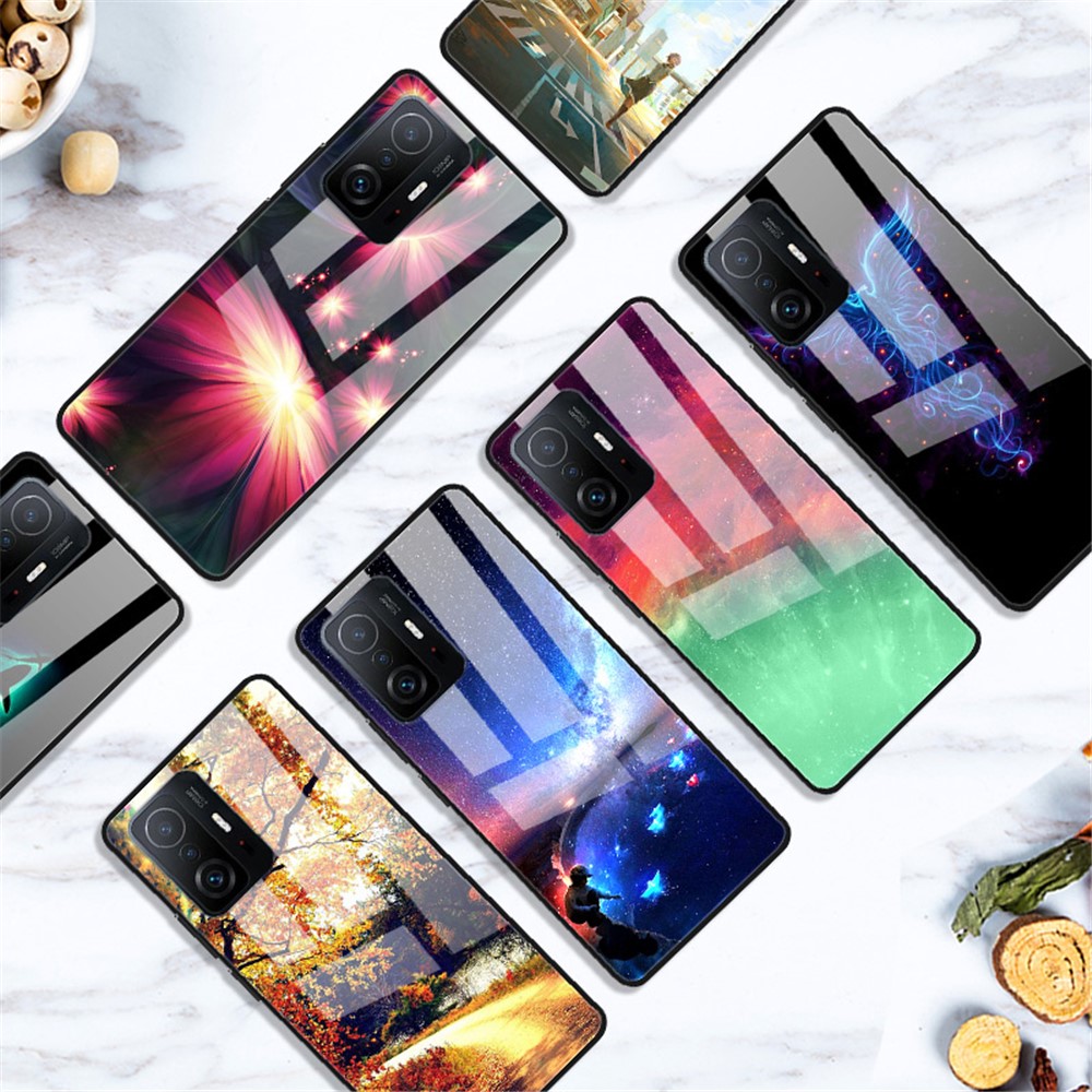 Pattern Printing Tempered Glass Back Soft TPU Anti-Scratch Protective Case for Xiaomi 11T / 11T Pro - Color Nebula-4