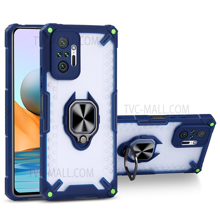 Car Mount Kickstand Flexible TPU + Hard PC Shockproof Protective Case for Xiaomi Redmi Note 10 Pro 4G (Global) - Sapphire-1