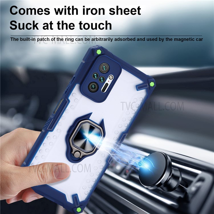 Car Mount Kickstand Flexible TPU + Hard PC Shockproof Protective Case for Xiaomi Redmi Note 10 Pro 4G (Global) - Sapphire-2