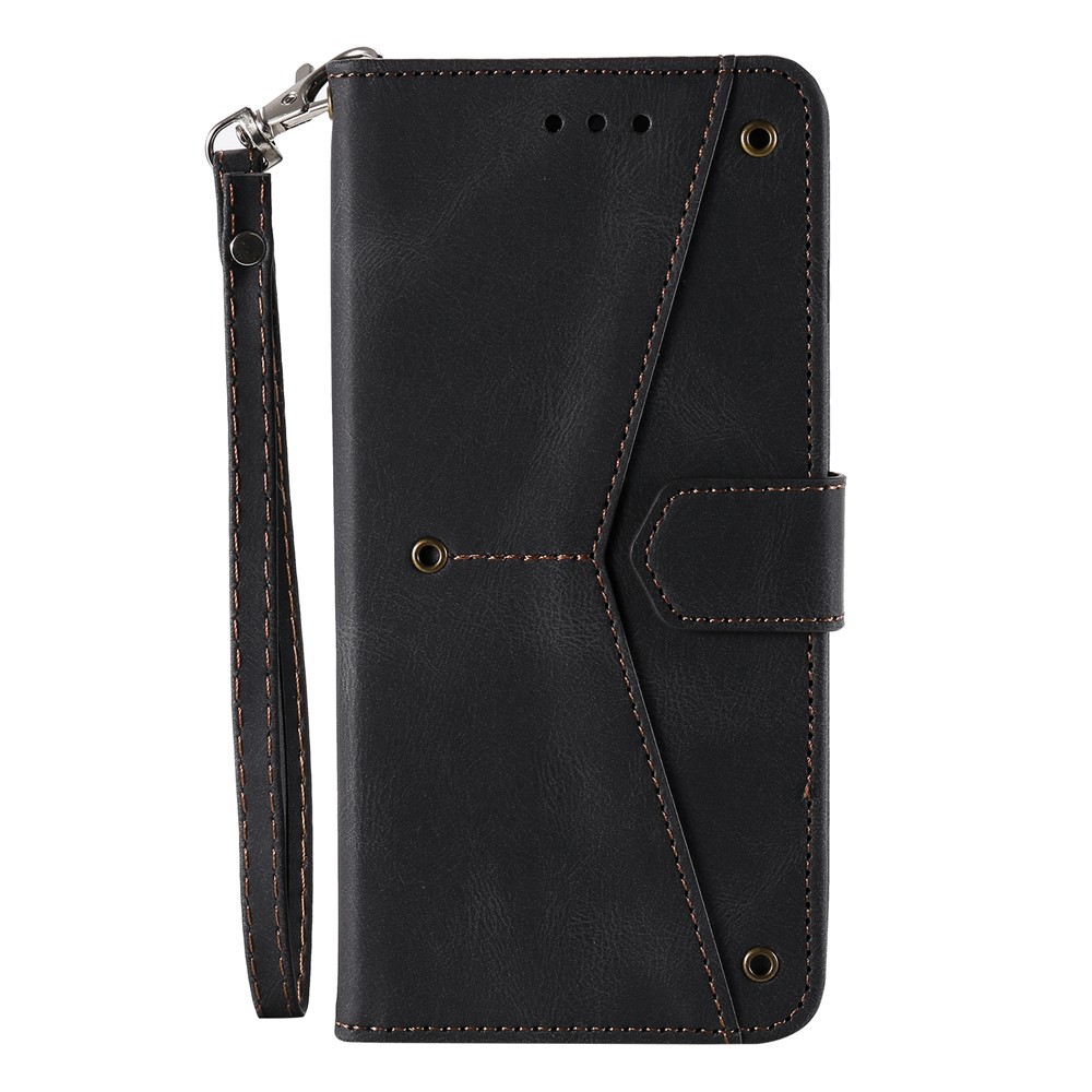 Splicing Stitching Skin-touch Dual-sided Magnetic Clasp Anti-fall PU Leather + TPU Stand Wallet Phone Case Cover for Xiaomi Redmi Note 11 - Black-2
