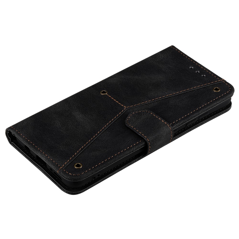Splicing Stitching Skin-touch Dual-sided Magnetic Clasp Anti-fall PU Leather + TPU Stand Wallet Phone Case Cover for Xiaomi Redmi Note 11 - Black-7