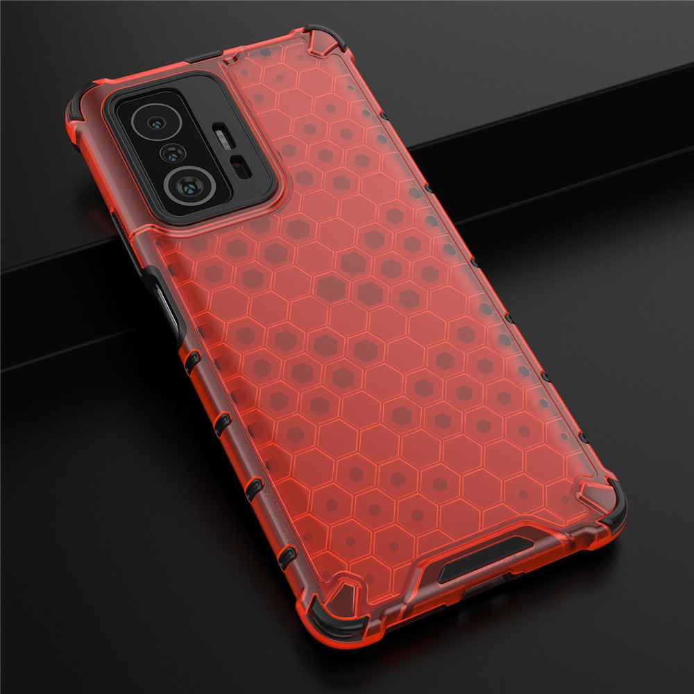 Scratch Resistant Honeycomb Pattern Shock-proof TPU + PC Combo Case for Xiaomi 11T / Xiaomi 11T Pro - Red-4