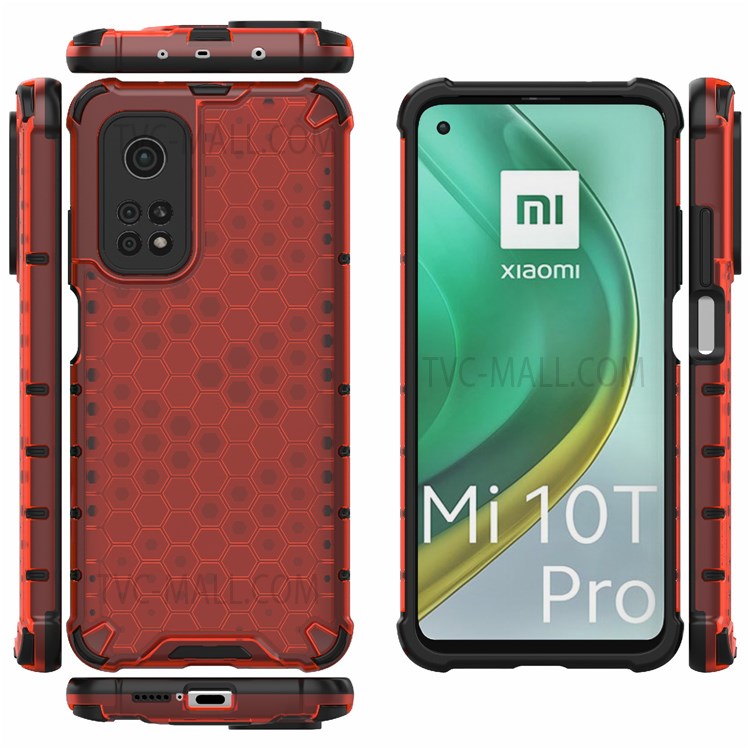 Scratch Resistant Honeycomb Pattern Shock-proof TPU + PC Combo Case for Xiaomi 11T / Xiaomi 11T Pro - Red-5