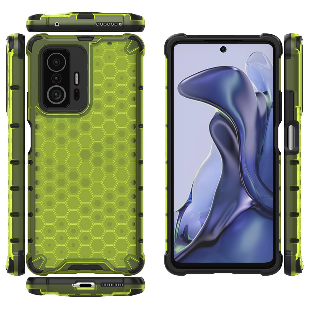 Scratch Resistant Honeycomb Pattern Shock-proof TPU + PC Combo Case for Xiaomi 11T / Xiaomi 11T Pro - Green-2