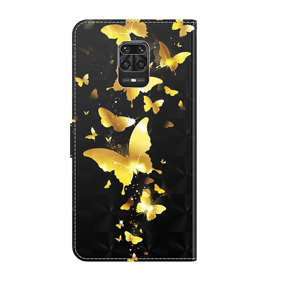 Pattern Printing PU Leather Phone Stand Wallet Cover Protector with Wrist Strap for Xiaomi Redmi Note 10 Lite - Golden Butterfly-3