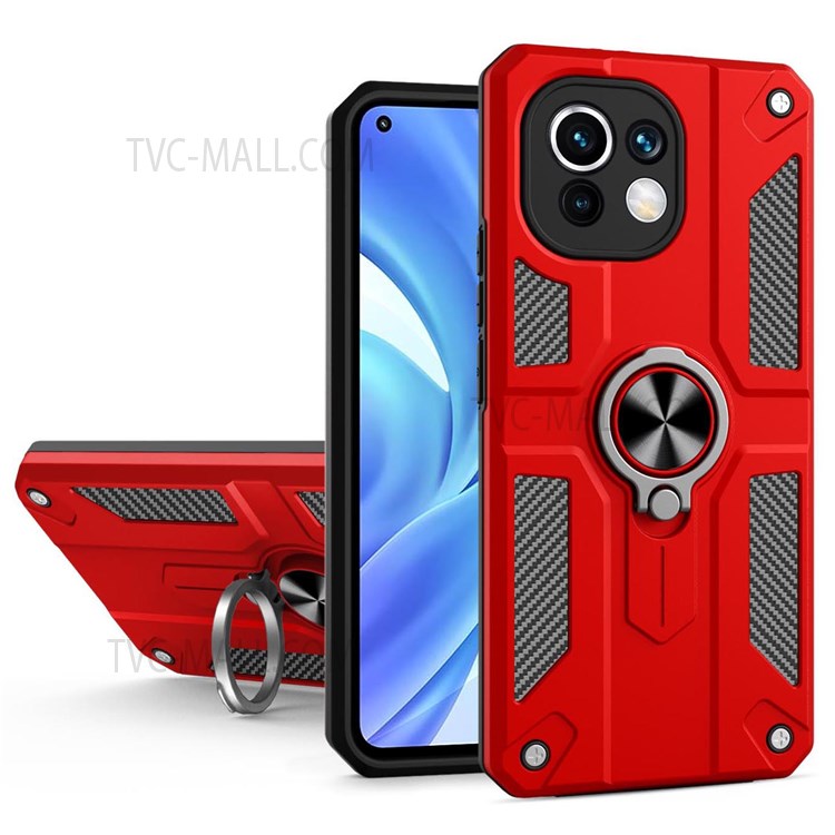Rotary Kickstand Soft TPU + Hard PC Combo Phone Cover Case for Xiaomi Mi 11 Lite 4G/5G/11 Lite 5G NE - Red-1