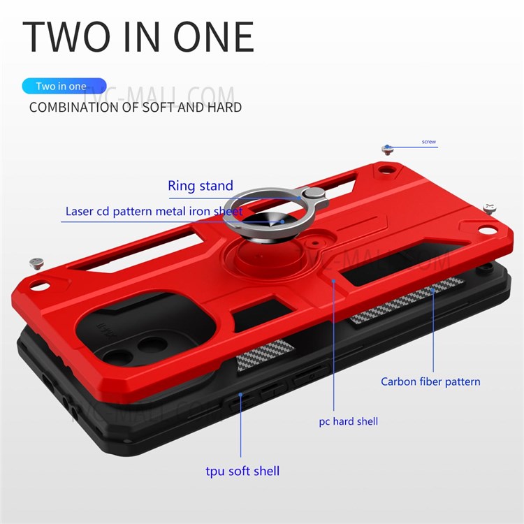 Rotary Kickstand Soft TPU + Hard PC Combo Phone Cover Case for Xiaomi Mi 11 Lite 4G/5G/11 Lite 5G NE - Red-2