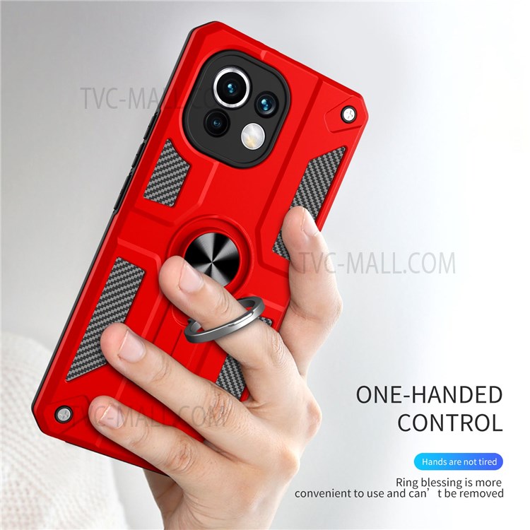 Rotary Kickstand Soft TPU + Hard PC Combo Phone Cover Case for Xiaomi Mi 11 Lite 4G/5G/11 Lite 5G NE - Red-3