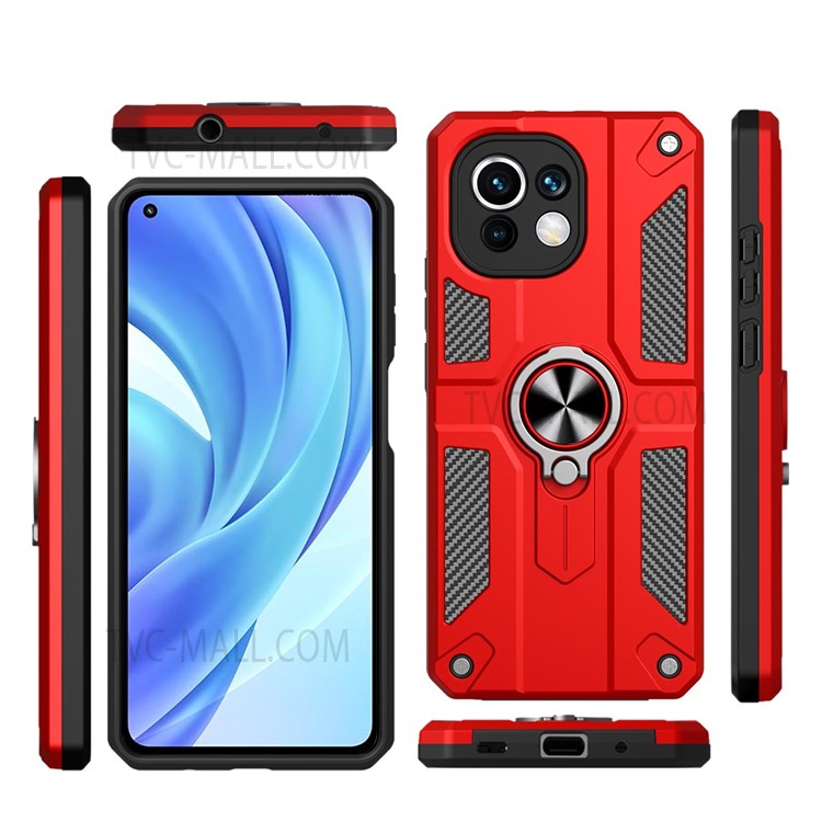 Rotary Kickstand Soft TPU + Hard PC Combo Phone Cover Case for Xiaomi Mi 11 Lite 4G/5G/11 Lite 5G NE - Red-4