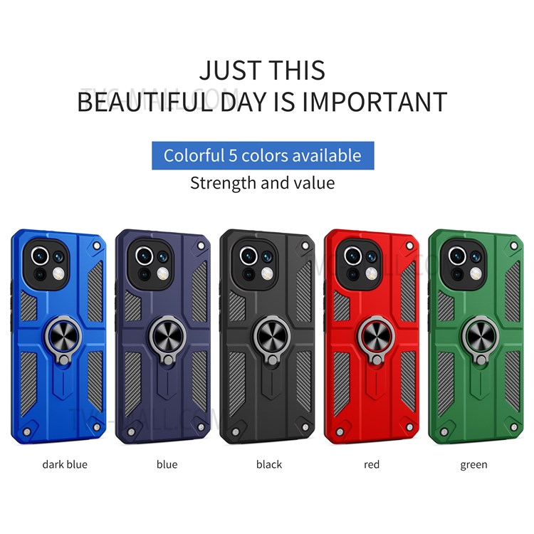 Rotary Kickstand Soft TPU + Hard PC Combo Phone Cover Case for Xiaomi Mi 11 Lite 4G/5G/11 Lite 5G NE - Red-5