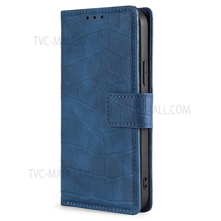 Crocodile Texture Shockproof Wallet Leather Case Phone Cover Shell with Supporting Stand for Xiaomi Redmi Note 11 Pro - Blue-2