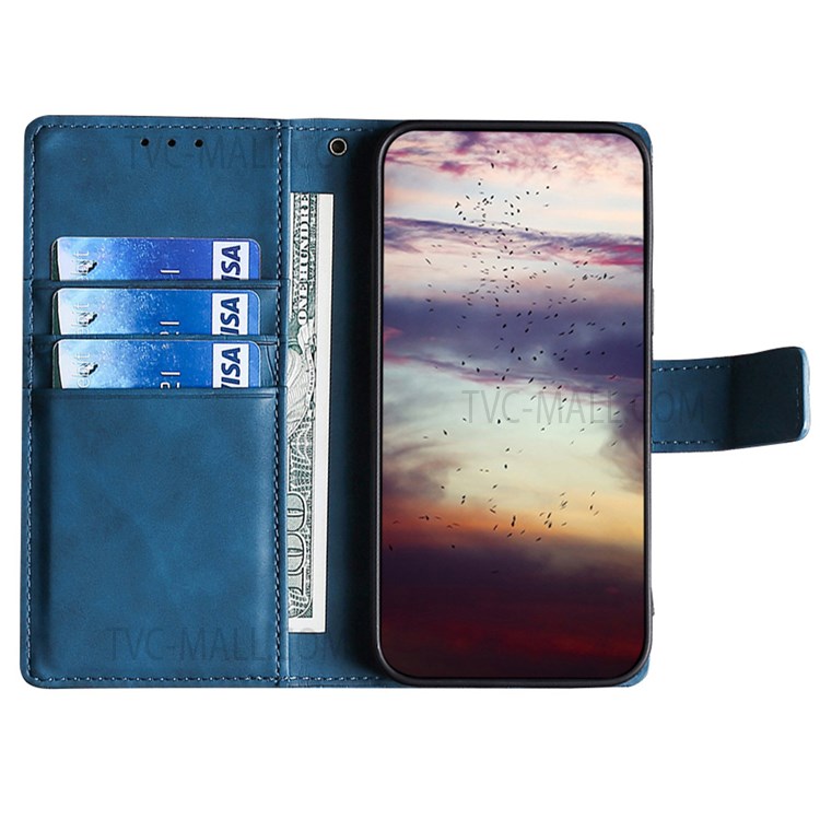 Crocodile Texture Shockproof Wallet Leather Case Phone Cover Shell with Supporting Stand for Xiaomi Redmi Note 11 Pro - Blue-4