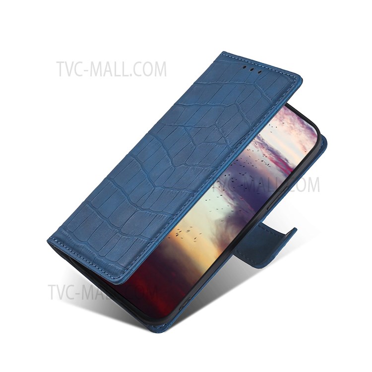 Crocodile Texture Shockproof Wallet Leather Case Phone Cover Shell with Supporting Stand for Xiaomi Redmi Note 11 Pro - Blue-6
