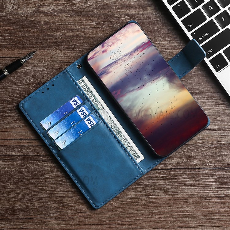 Crocodile Texture Shockproof Wallet Leather Case Phone Cover Shell with Supporting Stand for Xiaomi Redmi Note 11 Pro - Blue-7