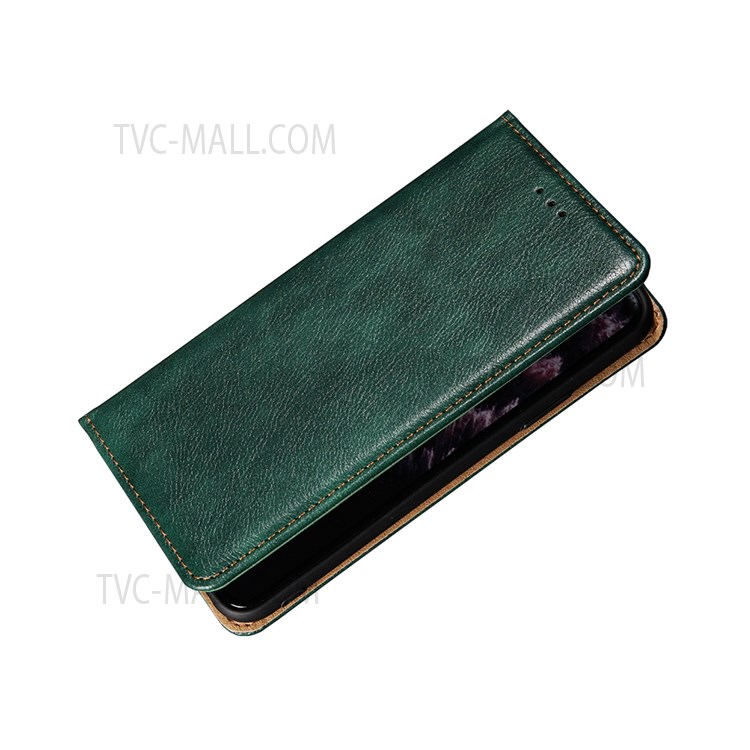 Solid Color Magnetic Auto-absorbed PU Leather Wallet Stand Phone Shell Case for Xiaomi Redmi Note 11 Pro - Green-6