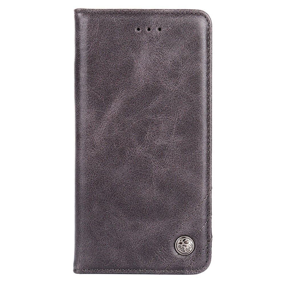 Vintage Texture Triangle Stitching Line Folio Flip Leather Phone Stand Case Wallet Shell for Xiaomi Redmi Note 11 Pro - Grey-2