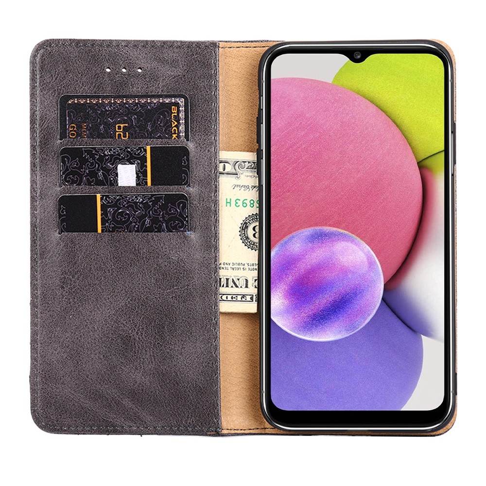Vintage Texture Triangle Stitching Line Folio Flip Leather Phone Stand Case Wallet Shell for Xiaomi Redmi Note 11 Pro - Grey-4