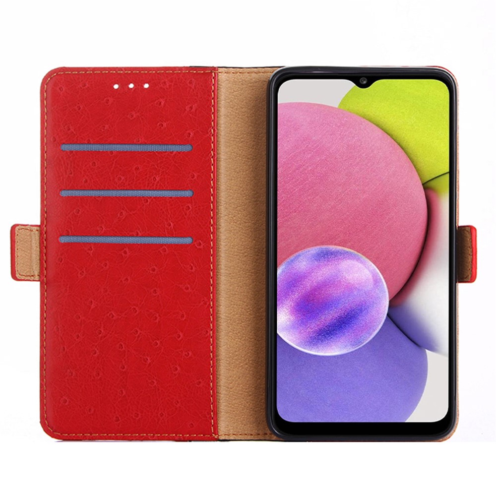 Viewing Stand Ostrich Texture PU Leather Flip Folio Wallet Magnetic Cover for Xiaomi Redmi Note 11 Pro - Red-4