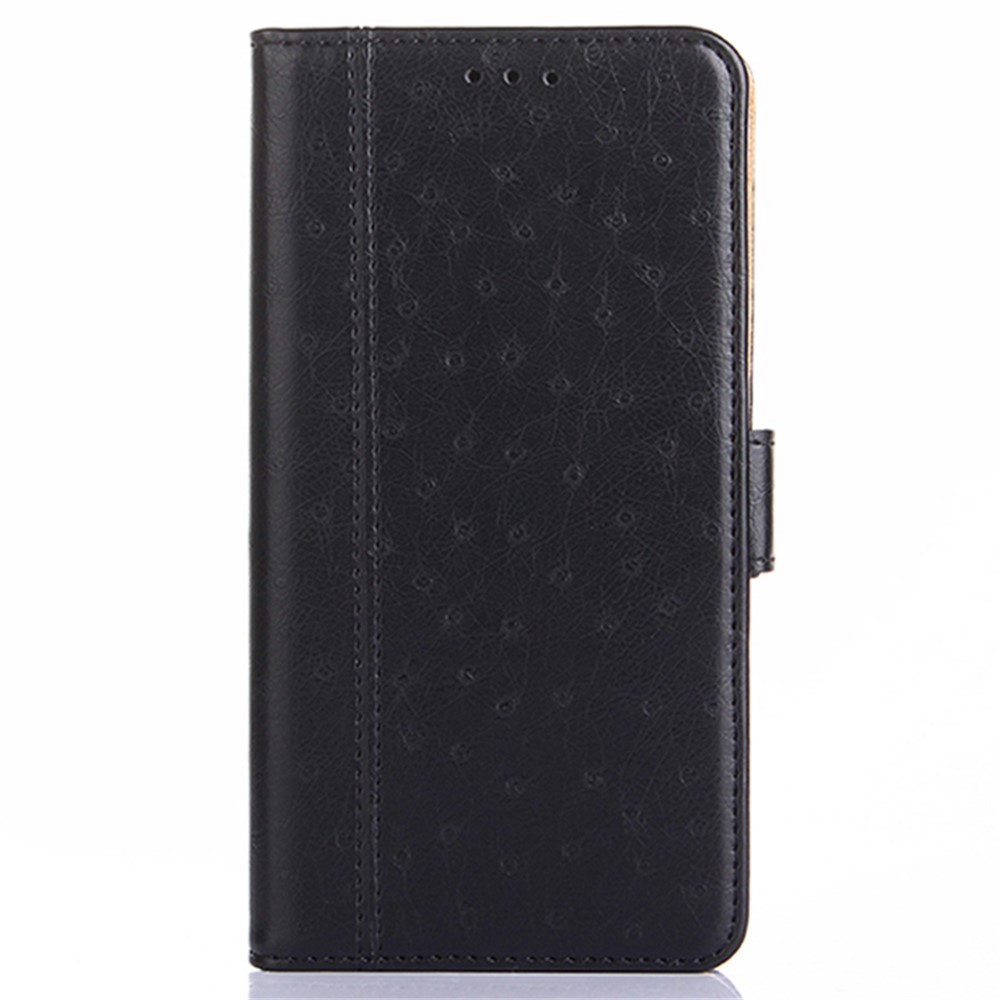 Ostrich Texture Soft PU Leather Flip Folio Wallet Stand Protective Cover for Xiaomi Redmi Note 11 - Black-2