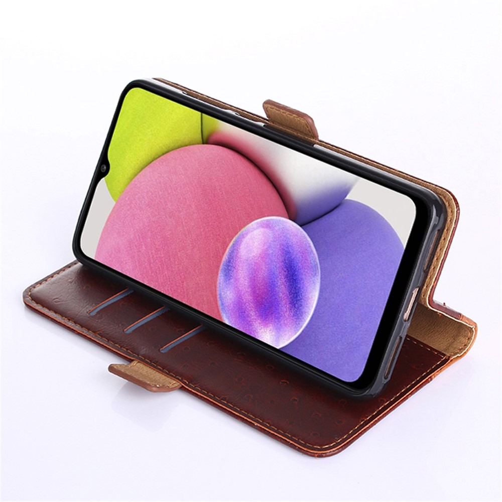 Ostrich Texture Soft PU Leather Flip Folio Wallet Stand Protective Cover for Xiaomi Redmi Note 11 - Black-5