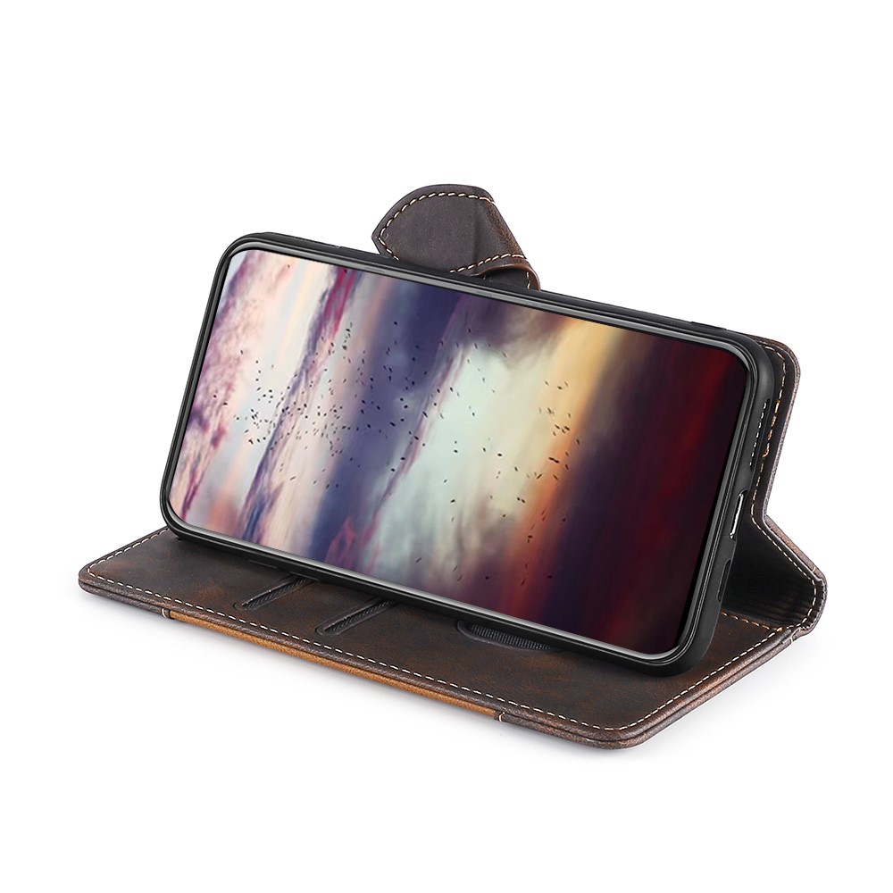 Straw Hat Pattern Design Stand Color Matching PU Leather Wallet Flip Folio Phone Cover for Xiaomi Redmi Note 11 - Brown-5