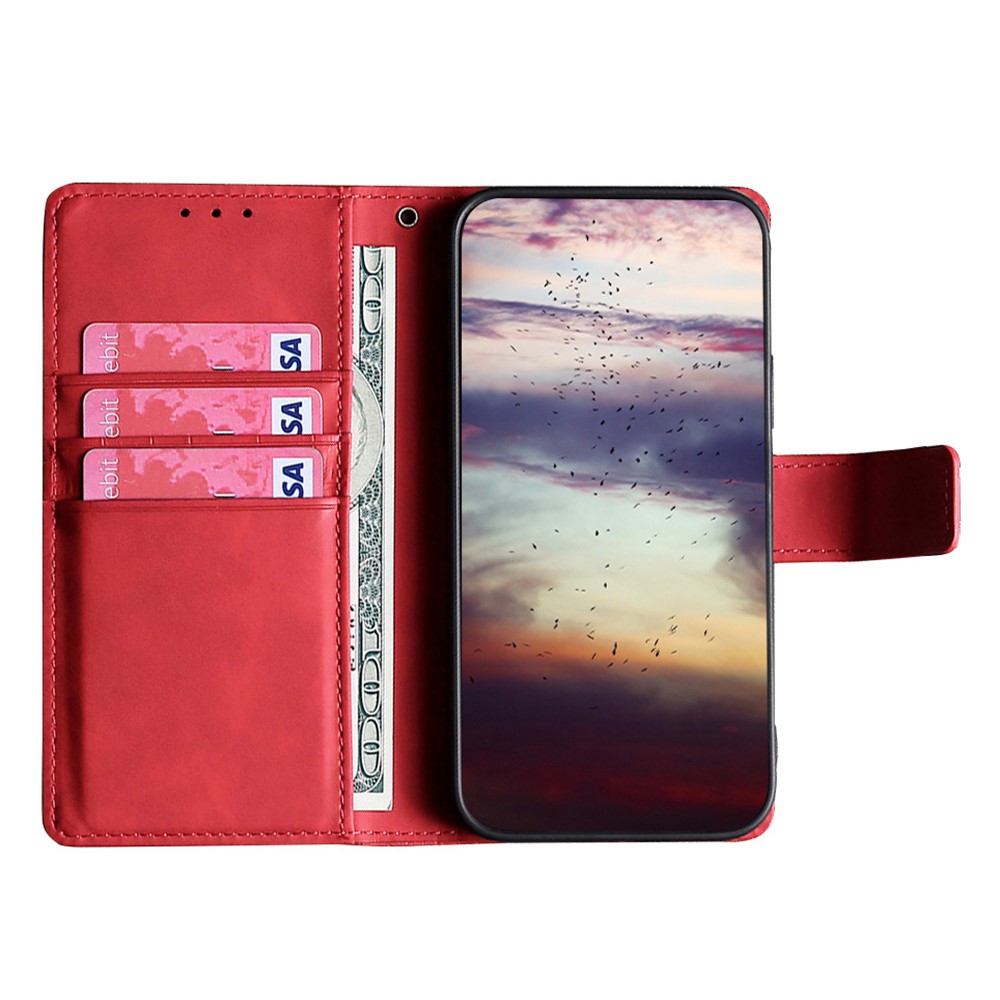 Crocodile Texture PU Leather Wallet Hands-Free Stand Magnetic Shockproof Flip Folio Case for Xiaomi Redmi Note 11 - Red-4