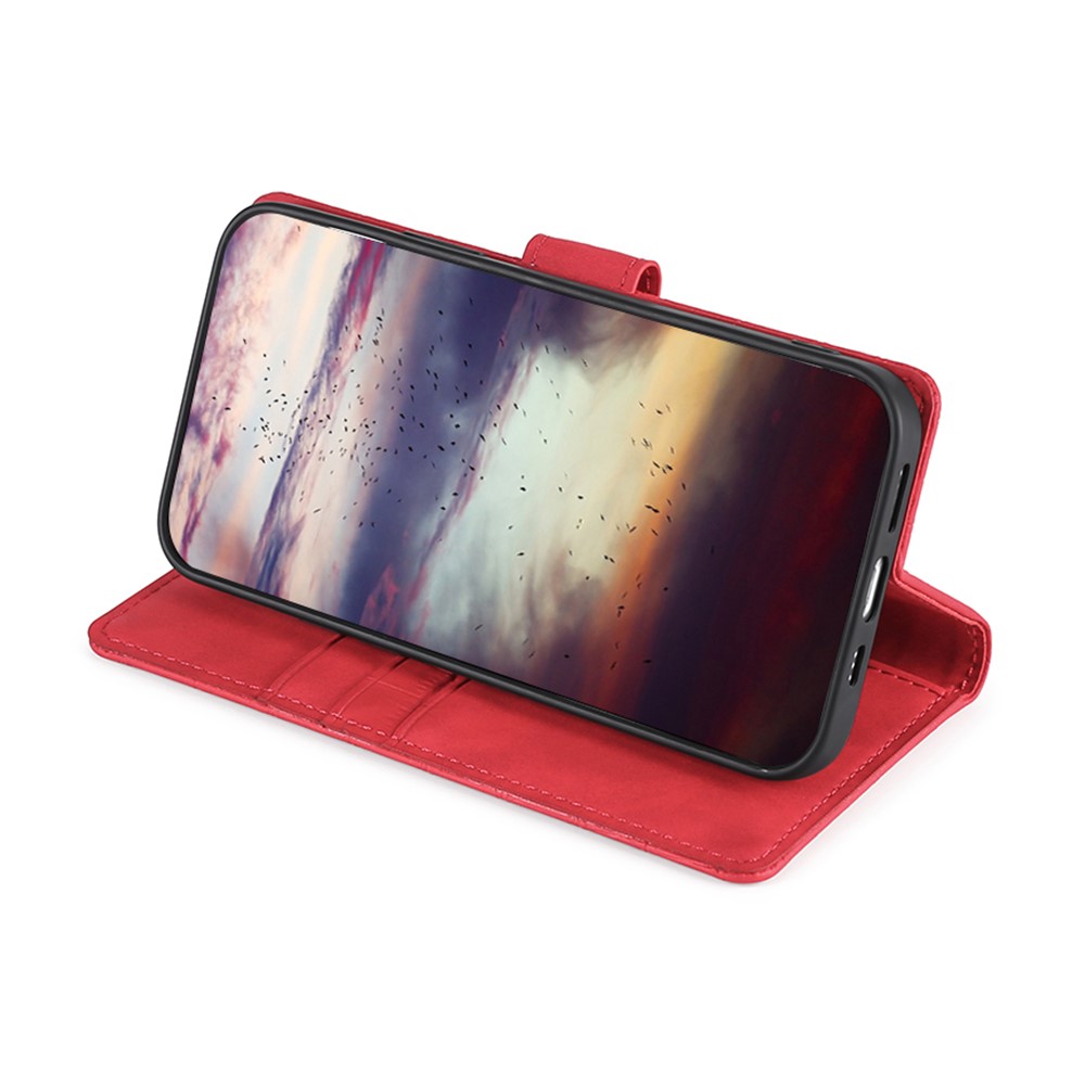 Crocodile Texture PU Leather Wallet Hands-Free Stand Magnetic Shockproof Flip Folio Case for Xiaomi Redmi Note 11 - Red-5