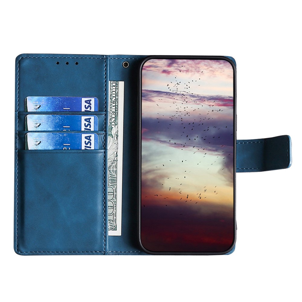 Crocodile Texture PU Leather Wallet Hands-Free Stand Magnetic Shockproof Flip Folio Case for Xiaomi Redmi Note 11 - Blue-4