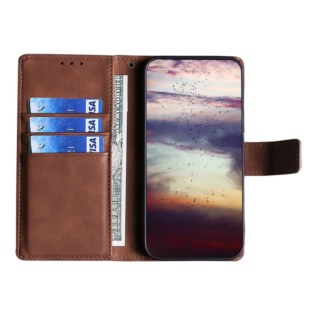 Crocodile Texture PU Leather Wallet Hands-Free Stand Magnetic Shockproof Flip Folio Case for Xiaomi Redmi Note 11 - Brown-4
