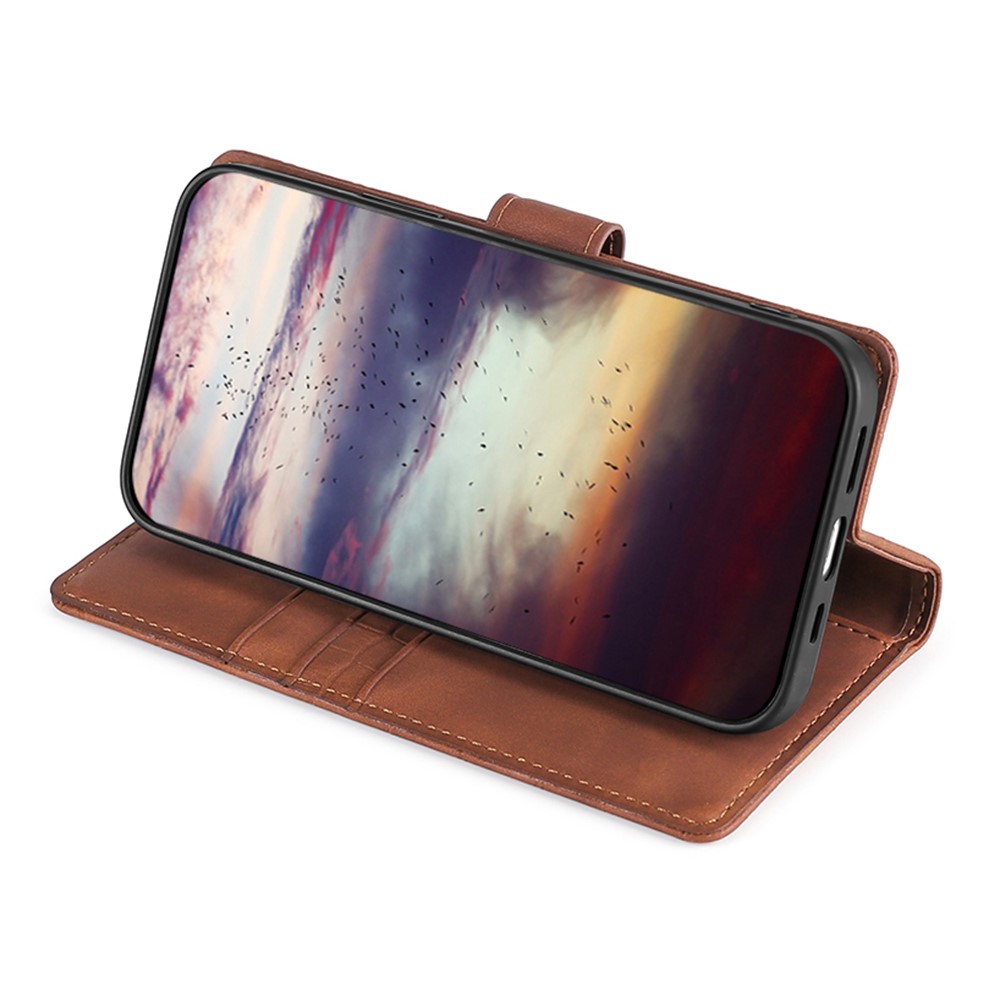 Crocodile Texture PU Leather Wallet Hands-Free Stand Magnetic Shockproof Flip Folio Case for Xiaomi Redmi Note 11 - Brown-5