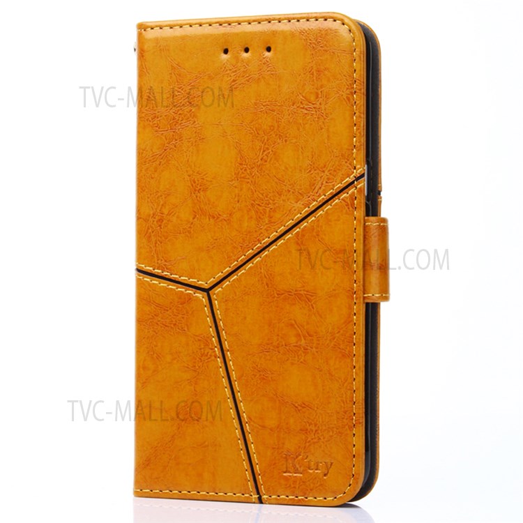 Splicing Geometric Pattern Shockproof Leather Case Wallet Stand Cover for Xiaomi Redmi Note 11 - Yellow-2