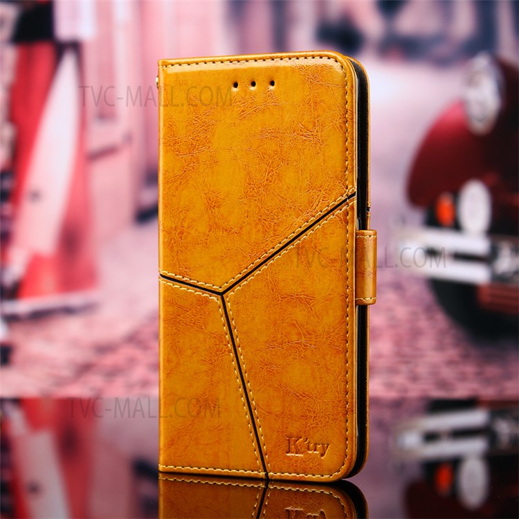 Splicing Geometric Pattern Shockproof Leather Case Wallet Stand Cover for Xiaomi Redmi Note 11 - Yellow-6