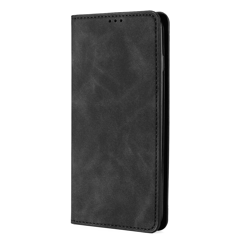 Cards Holder Design Magnetic Absorption Skin-touch PU Leather Stand Folio Flip Cover for Xiaomi Redmi Note 11 - Black-2