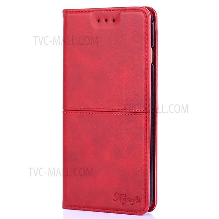 Card Slots Design Anti-fall Magnetic Closing Leather Phone Well-protected Stand Cover Case for Xiaomi Redmi Note 11 - Red-2