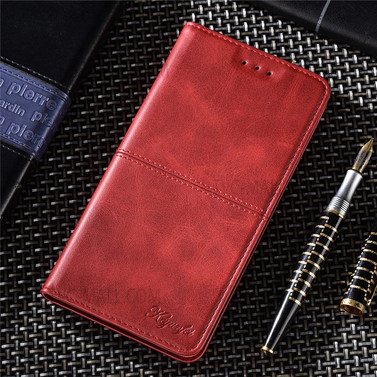 Card Slots Design Anti-fall Magnetic Closing Leather Phone Well-protected Stand Cover Case for Xiaomi Redmi Note 11 - Red-6