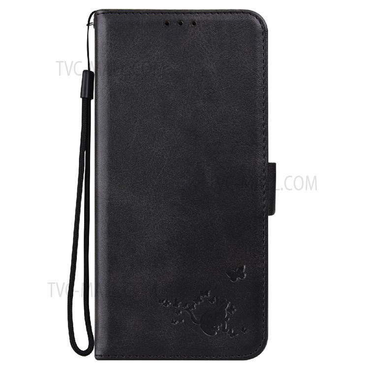 Cat and Butterfly Pattern Imprinting PU Leather Flip Wallet Stand Magnetic Case with Strap for Xiaomi Redmi Note 11 Pro Plus / Redmi Note 11 Pro - Black-2