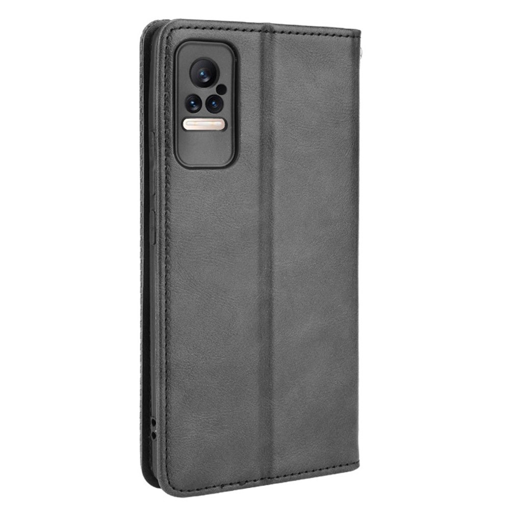 Fashionable Retro Textured Surface Shockproof Phone Leather Case Wallet Stand Cover for Xiaomi Civi - Black-3