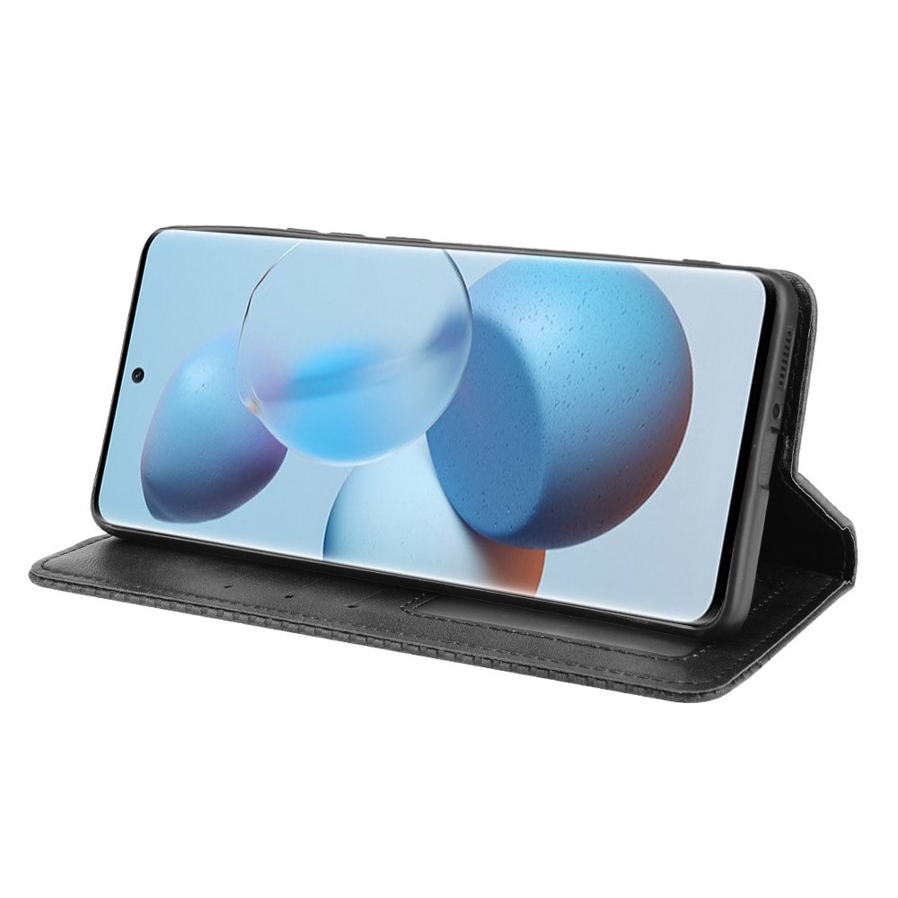 Fashionable Retro Textured Surface Shockproof Phone Leather Case Wallet Stand Cover for Xiaomi Civi - Black-5