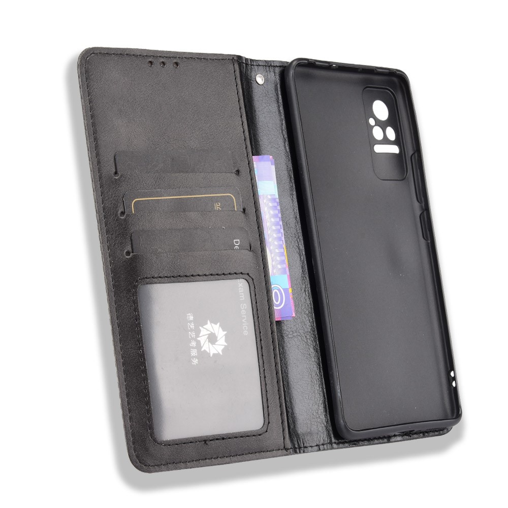 Fashionable Retro Textured Surface Shockproof Phone Leather Case Wallet Stand Cover for Xiaomi Civi - Black-6