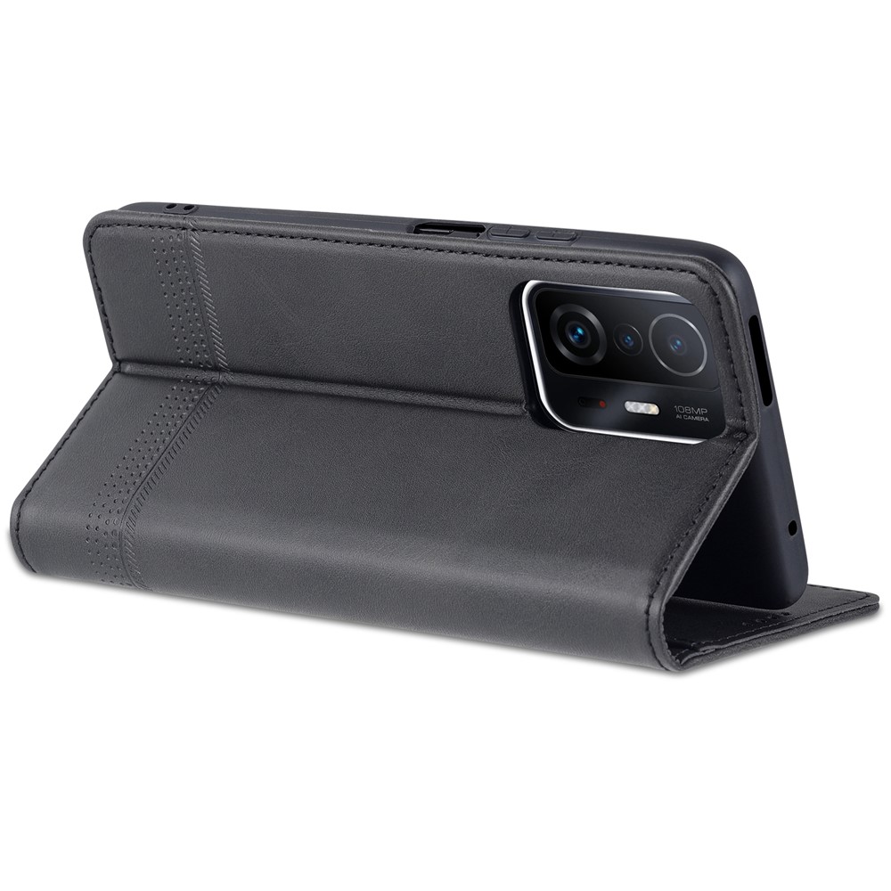 AZNS Wallet Design High-quality PU Leather Shockproof Phone Cover Case for Xiaomi 11T / Xiaomi 11T Pro - Black-6