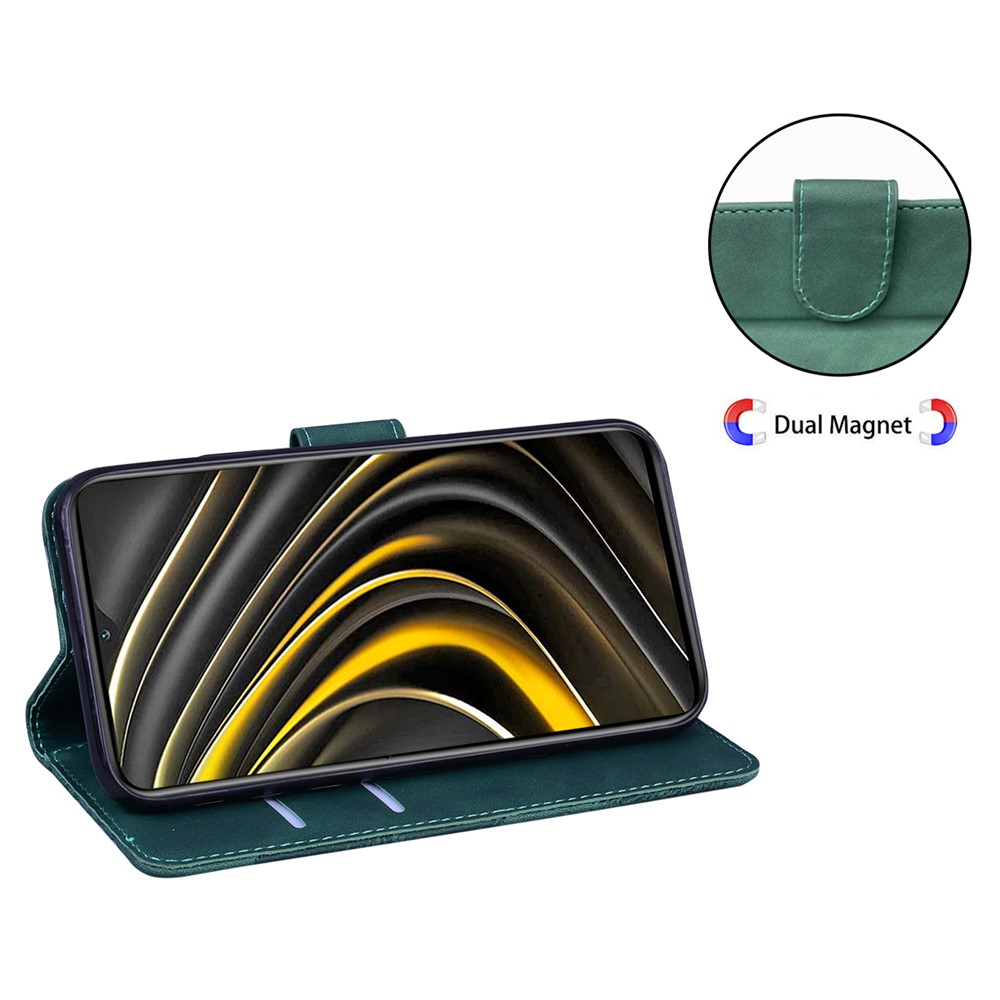Big Butterfly Pattern Printing Fall Buffer Skin-touch PU Leather Phone Cover Wallet Stand Shell for Xiaomi Redmi 9T/Note 9 4G (Qualcomm Snapdragon 662)/9 Power/Poco M3 - Green-4