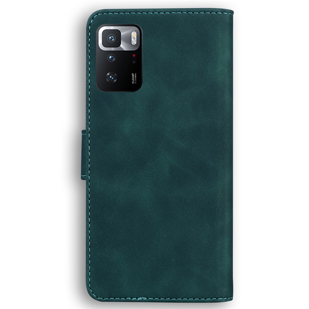 Grand Modèle Papillon Impression Anti-goutte Cutanée À La Peau PU Couverture De Téléphone Portable Portefeuille De Portefeuille Pour Xiaomi Poco X3 GT / RedMI Note 10 PRO 5G (Chine) - Vert