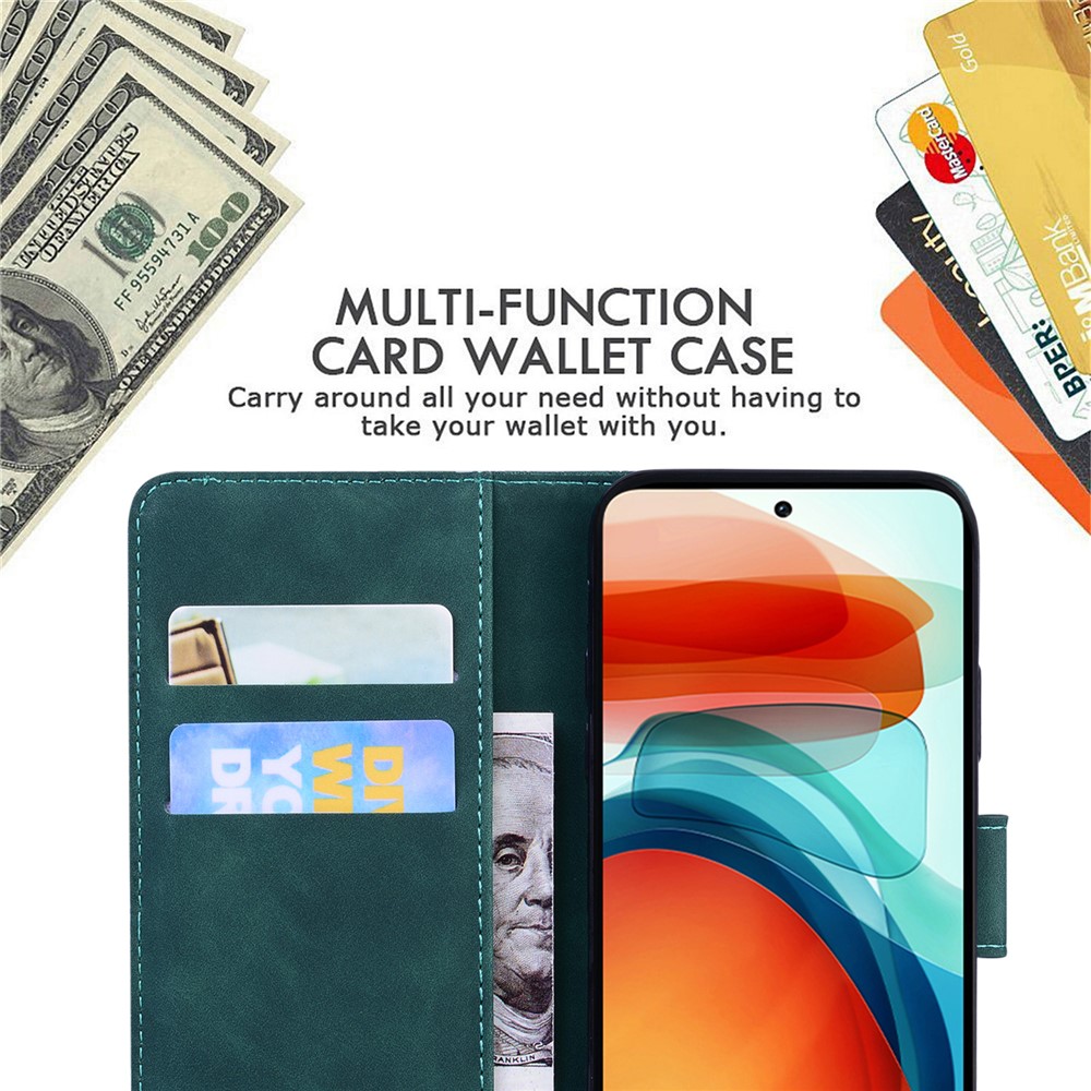 Big Butterfly Pattern Printing Anti-drop Skin-touch PU Leather Phone Cover Wallet Stand Shell for Xiaomi Poco X3 GT/Redmi Note 10 Pro 5G (China) - Green-6